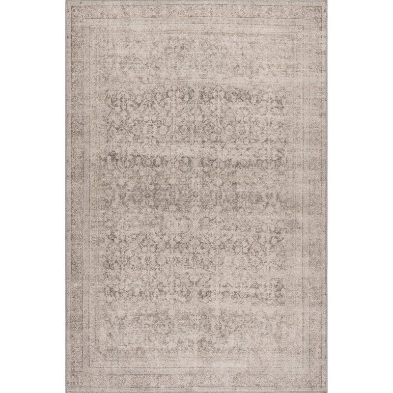 Jeccica Distressed Vintage Medallion Jute Blend Polyester Area Rug, Rectangle 10' x 13'