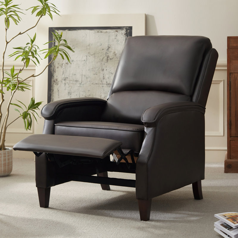 Push-Back Manual Recliner, Charcoal Faux Leather