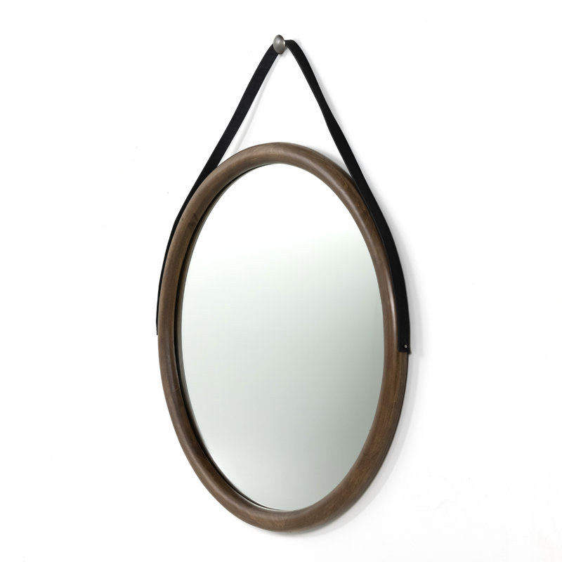 Des Round Solid Wood Mirror, Auburn Poplar