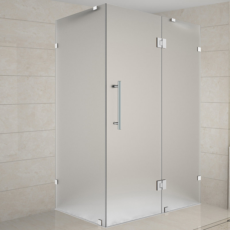 Cabine de douche rectangulaire à charnière 33 po x 72 po Avalux, Acier inoxydable brossé