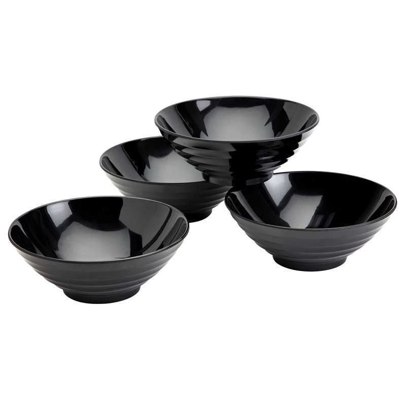 INFUSE 4-Piece Melamine Nesting Ramen Bowl Set, Black