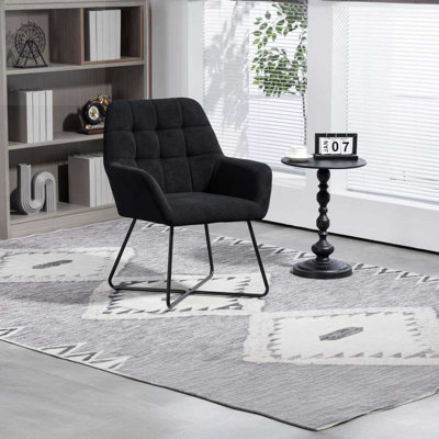 Comfy Computer Task Chair Metal Legs Upholstered Accent Arm Chair