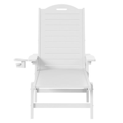 Brighton Outdoor Poly Reclining Chaise Lounge With Wheels & Cup Holder