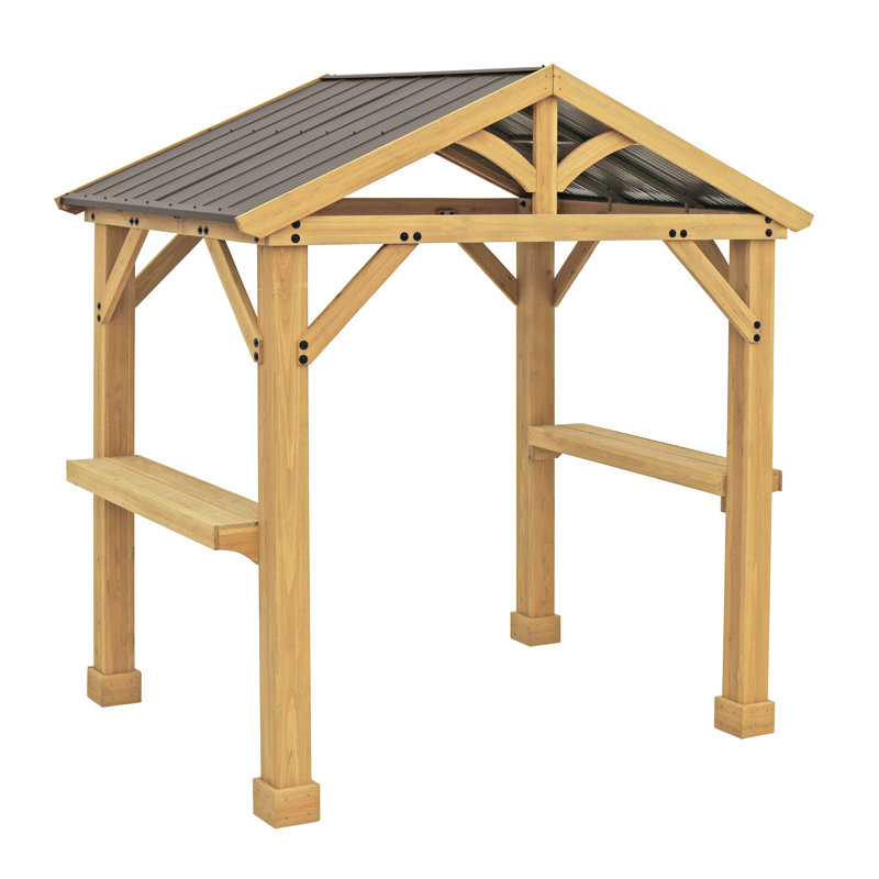 Meridian Cedar Grilling Pavilion with Brown Aluminum Roof