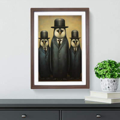 Penguin Dadaism - Single Picture Frame Print on Wood