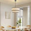 Lustre tambour 5 lumières en tissu blanc-1240108974