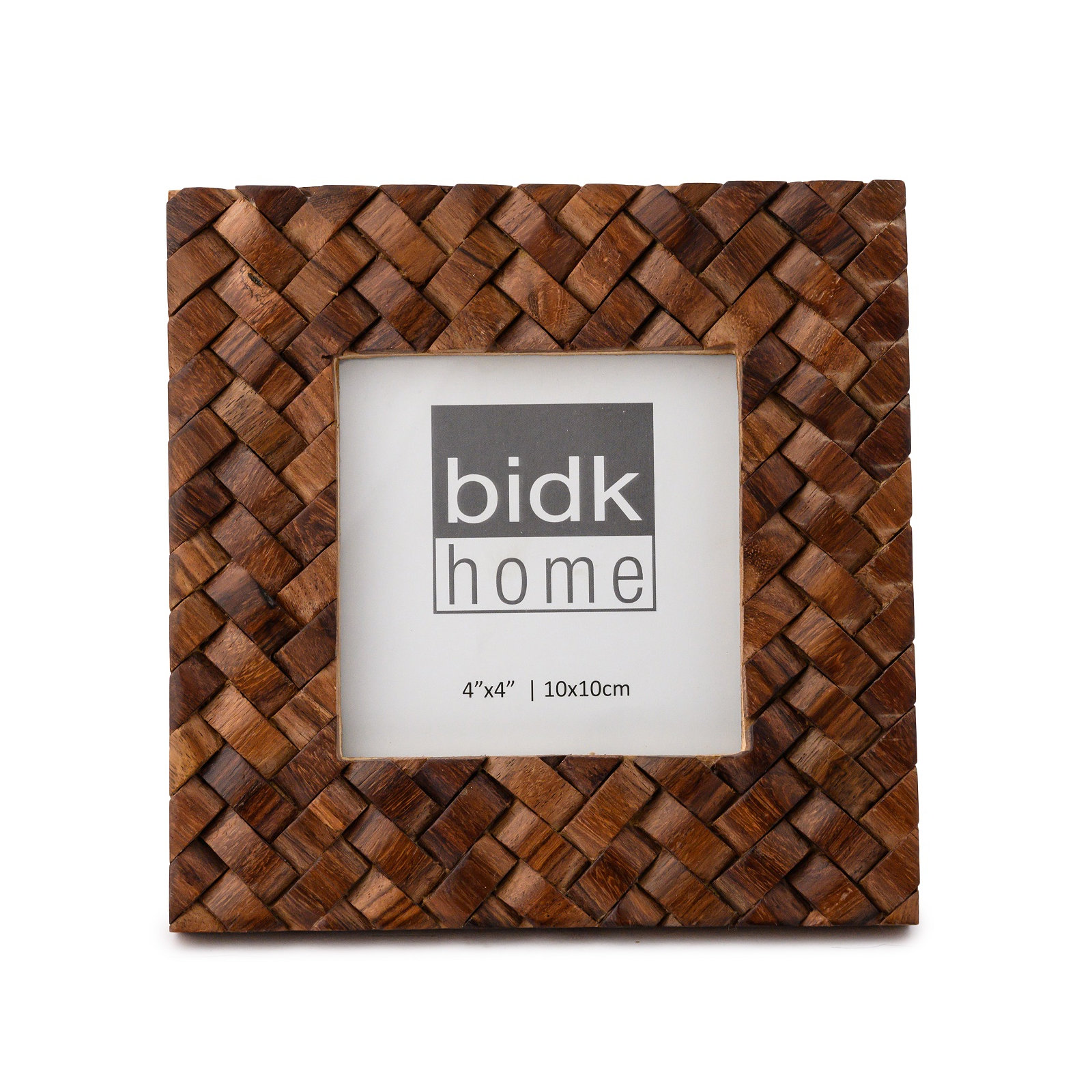 8X10” Criss Cross Wood Picture Frame, 4" W x 4" H