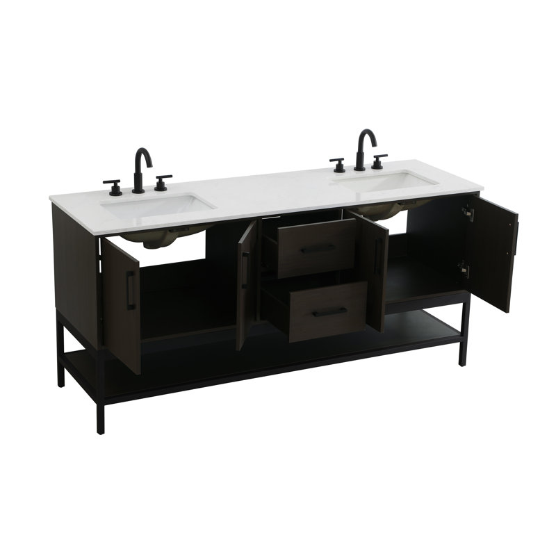 Meuble-lavabo double 72 po, Brun moka