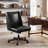 Upholstered Swivel Task Chair with Nailhead Trim-886834296