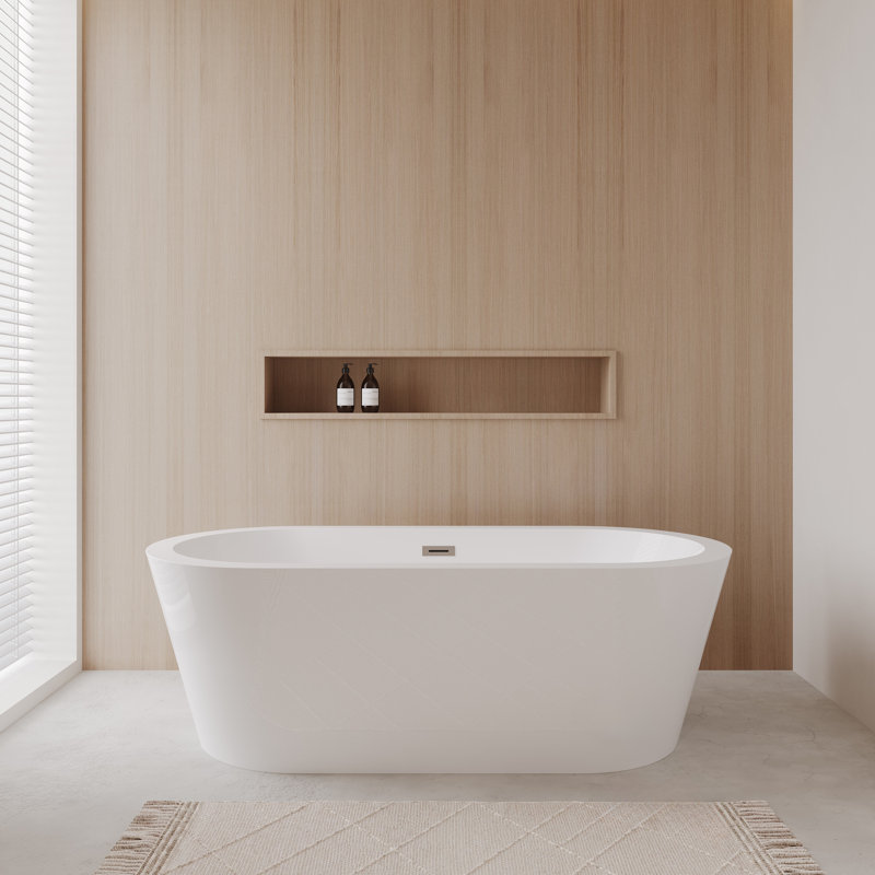 Mermaid 71'' x 33.5'' Soaking Acrylic Bathtub, Polished Chrome
