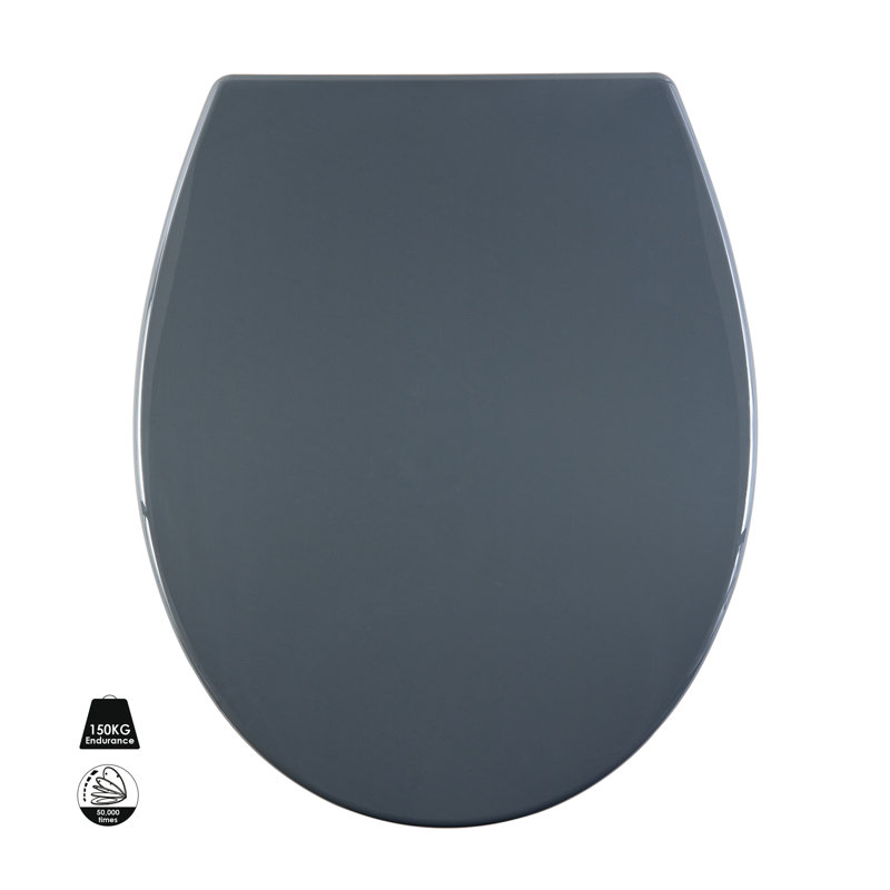 Soft Close Round Toilet Seat, Grey
