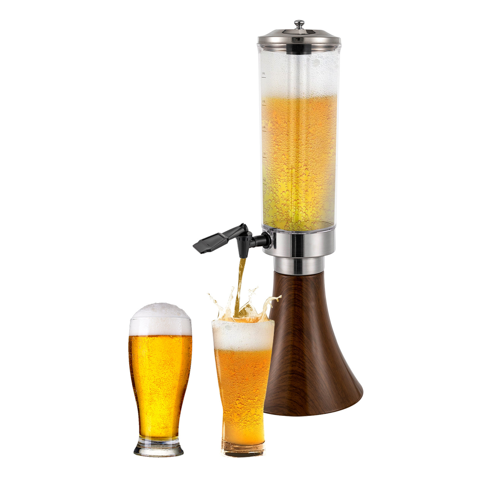 3L Beer Tower Beverage Dispenser with LED Juice Drink Dispenser Cold  Beverage Storage Cold Drink Dispenser for Kitchen Party Bar