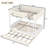 Queen Bunk Bed with Trundle, Wood Kids Bunk Bed with Bookshelf & Safety Guardrail, White & Beige-1875341796-1875341801