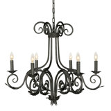 Scroll 6 - Light Candle Style Empire Chandelier with Wrought Iron Accent