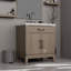 Meuble-lavabo simple en chêne gris 30 po X P 22 po D, dessus en marbre de Carrare et ensemble de robinet-117980294