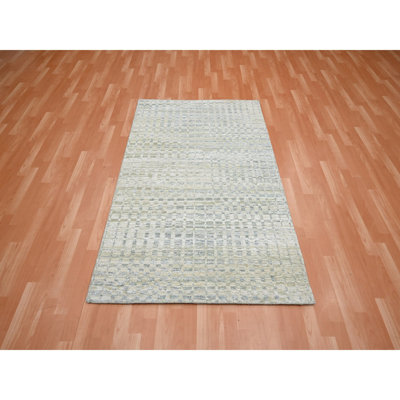 4'x6' Tan Brown Mid Century Inspired Modern Wool & Silk Hand Knotted Rug 2784D71A2178441C9FFC1109E191BED9