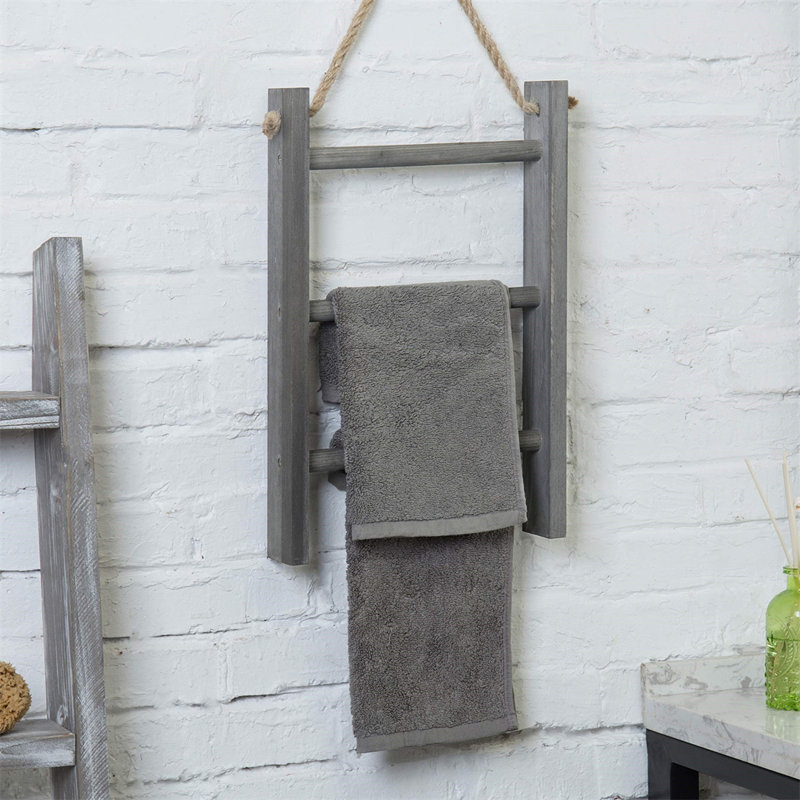 26.7cm Wood 3 - Bar Hanging Hand Towel Bar, Grey