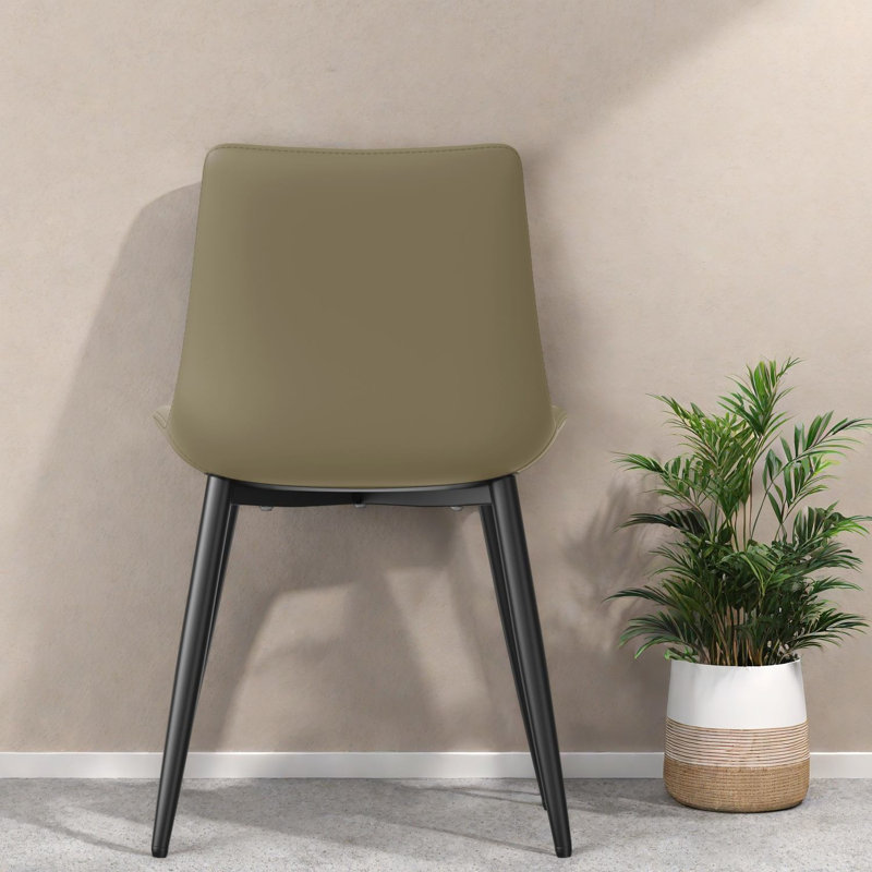 Ensemble de 4 chaises de salle à manger modernes, en cuir PU avec pieds en acier, pour petite cuisine, Matte Black 1