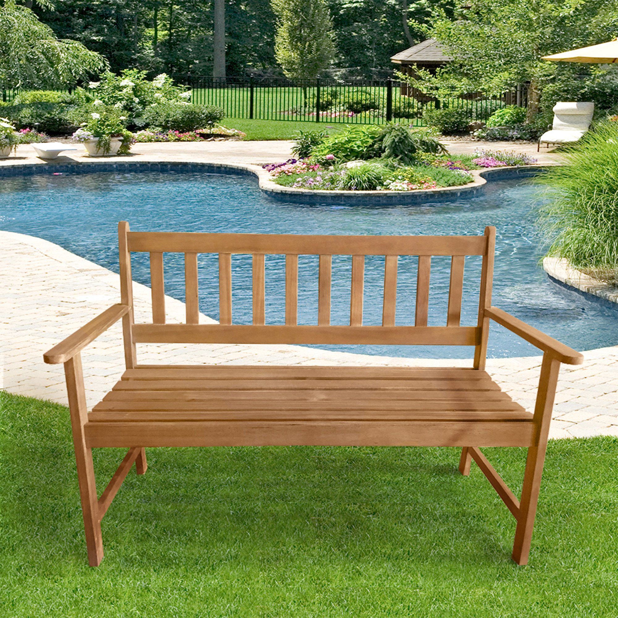 Latitude Run® Wooden Garden Bench | Wayfair