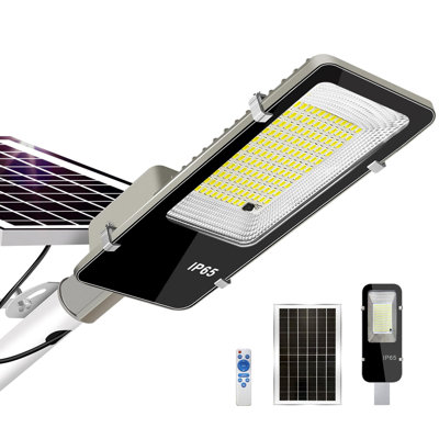 Commercial Solar Street Light With Remote Control: 10000Mah Battery, 6500K Daylight, IP65 Waterproof, Dusk To Dawn Sensor For Parking Lots, Yards, Basketball Courts