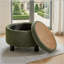 Repose-pieds rond avec rangement de 25 pouces avec plateau, table basse ronde en tissu touffeté avec rangement-1215677376