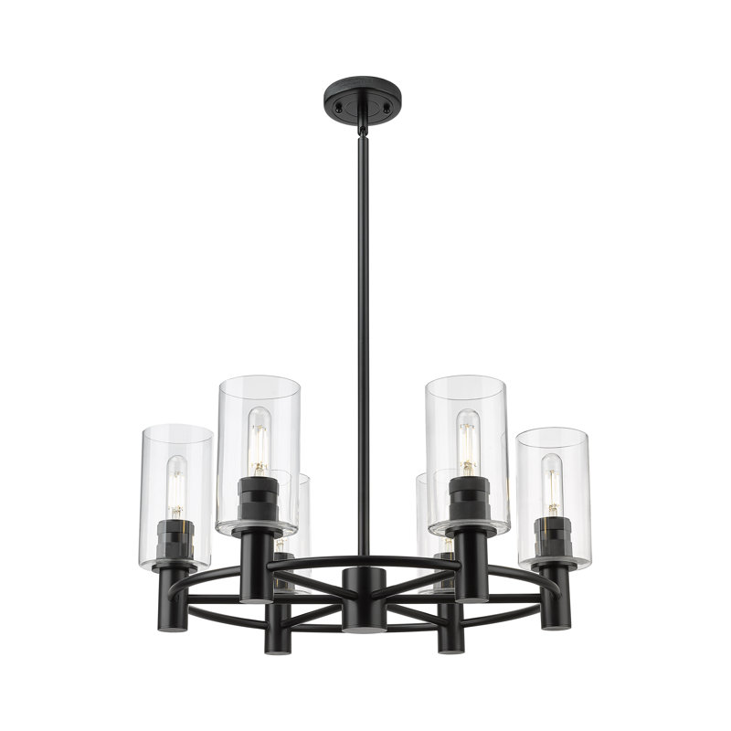 Lustre suspendu 6 lumières Crown Point, Clair, Noir mat