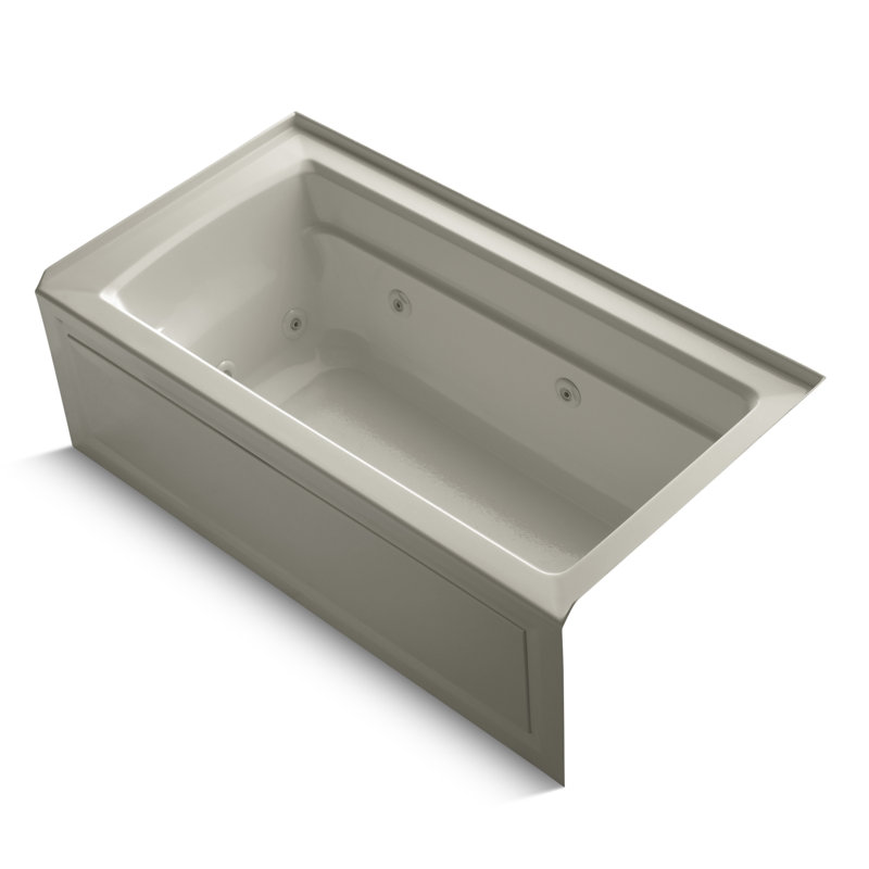 Archer 60" x 32" Acrylic Alcove Whirlpool Bathtub with 8 Adjustable Jets, Sandbar, Left Drain