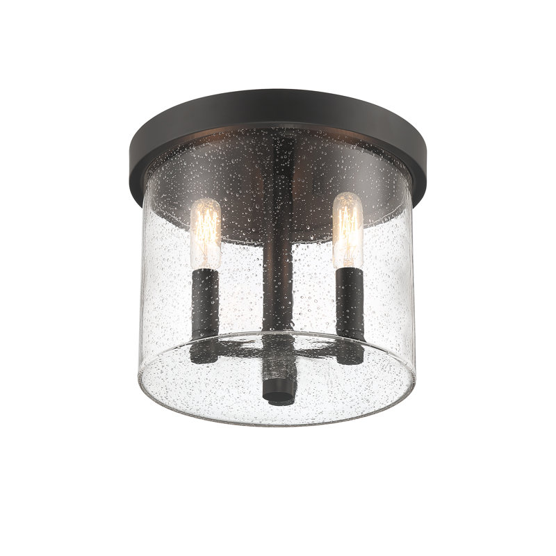 Matte Black 3 - Bulb Outdoor Flush Mount