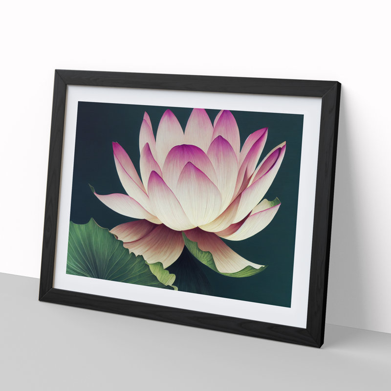 Cute Lotus Flower - Framed Print, Black, 46cm H x 64cm W x 2cm D