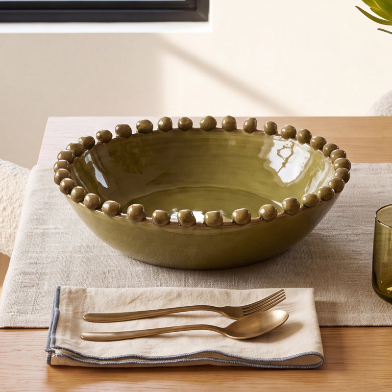 Round Hobnail Terra-Cotta Decorative Bowl