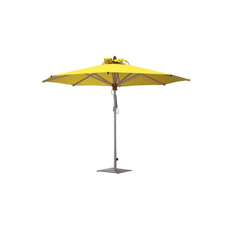 Bravura 13.1' Round Market Umbrella, Paver+Spigot Base Plate+5.8" Stainless Steel Tube, Lemon