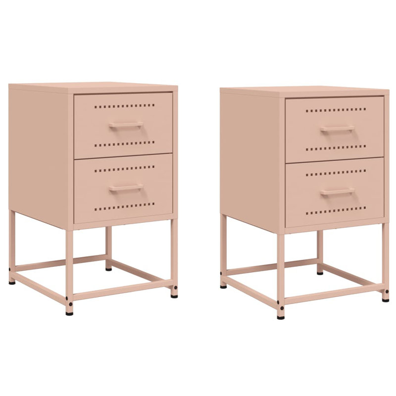 Bedside Cabinet 36x39x60.5 cm Steel, 2, Pink
