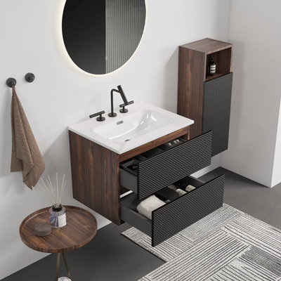 Meuble-lavabo mural avec lavabo en céramique