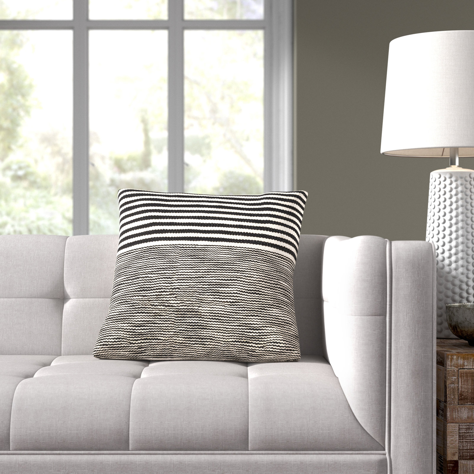 Rhoda Striped Cotton Throw Pillow, 18" H x 18" W, No Fill