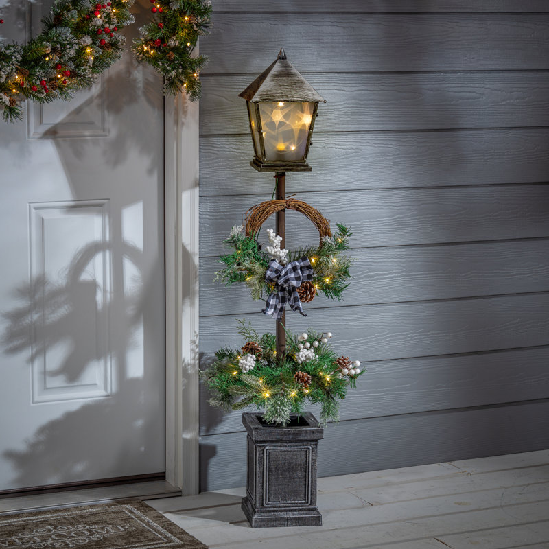 4 ft. Pre lit LED Pine Lantern Pole Porch Tree