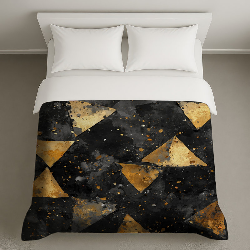 Housses de couette abstraites dorées, Grand lit
