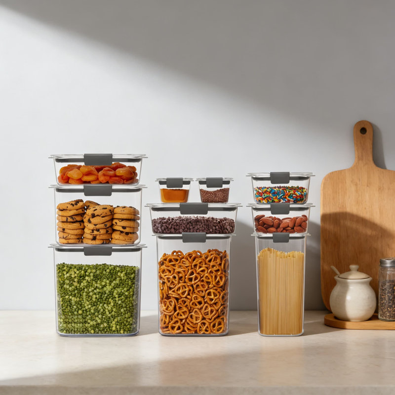 Ensemble de contenants de rangement pour aliments hermétiques, 10 pièces d'organisation de cuisine transparente avec couvercles verrouillables, plastique Tritan sans BPA, conception empilable