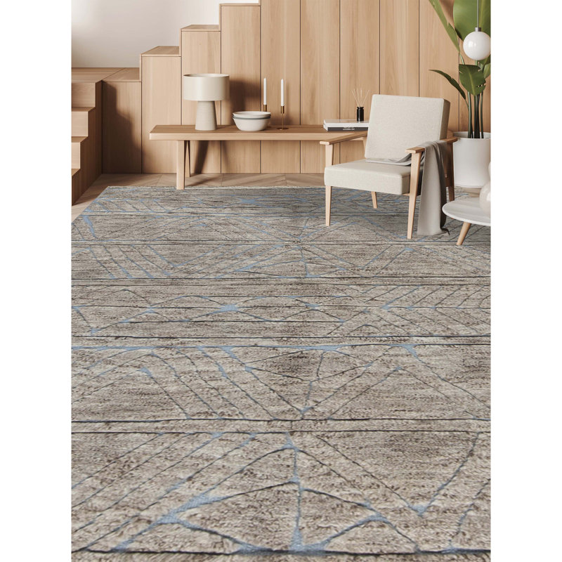 Tapis bleu marocain de haute qualité noué à la main