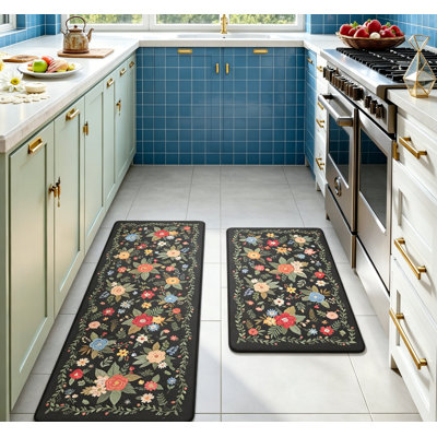 Ensemble de tapis de cuisine anti-fatigue antidérapant 2 pièces, 17 x 47 et 17 x 29, maison de campagne