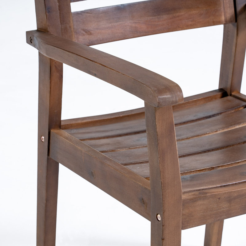 STAMFORD Acacia Wood Patio Armchair Set, Durable Outdoor Seating for Backyard, Poolside, and Garden Comfort, Dark Brown