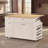 Kitchen Island with Storage Rolling Kitchen Island Cart with Drop Leaf Extension, Natural wood Top, Drawers, Spice Rack, Towel Bar, Mobile Kitchen Cart for Kitchen & Dining Room, White