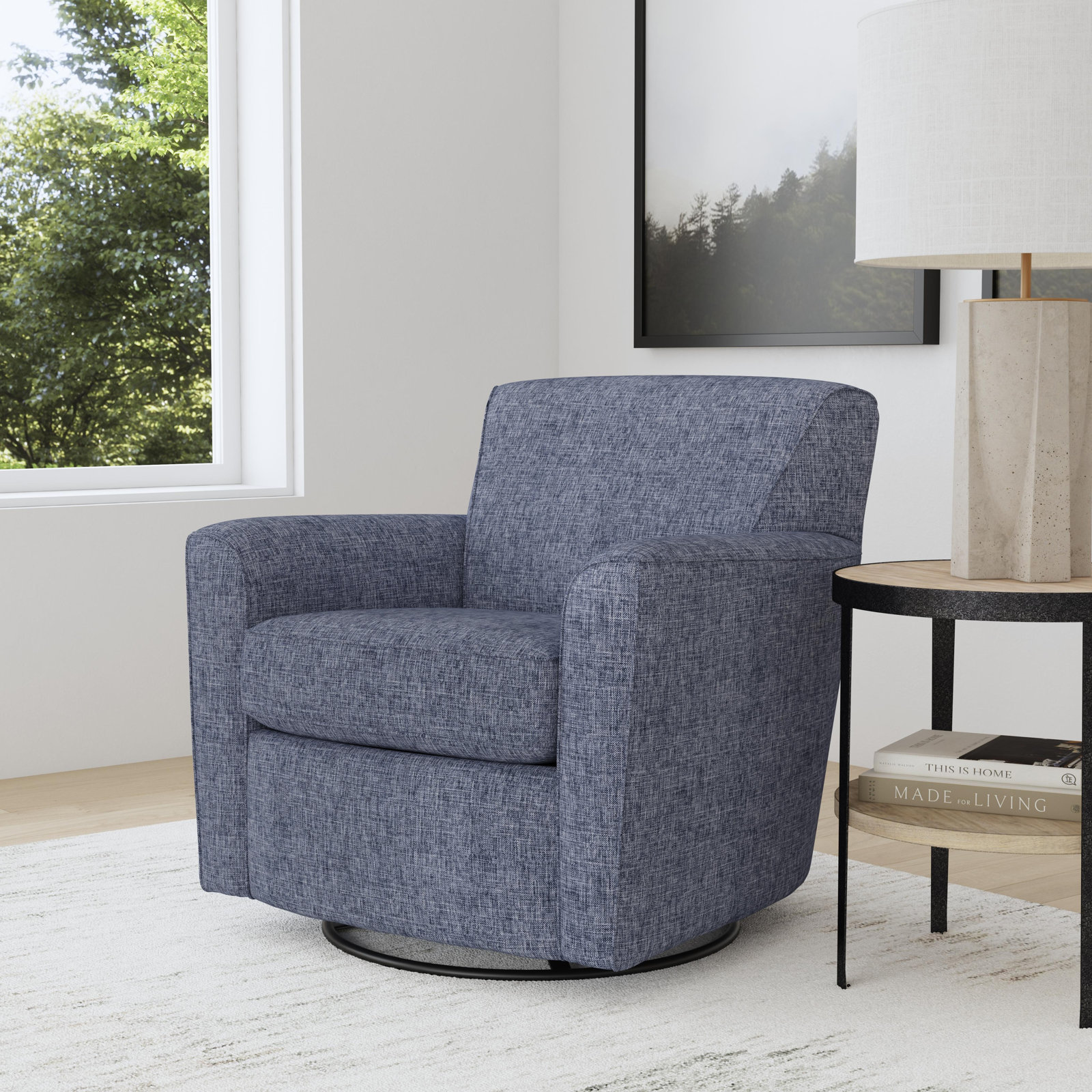 Monarch Swivel Armchair, Indigo Blue