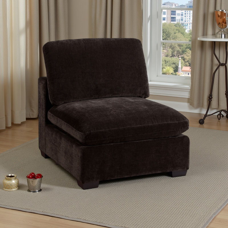 Trayce Upholstered Accent Chair, Black, Dark Chocolate Fabric