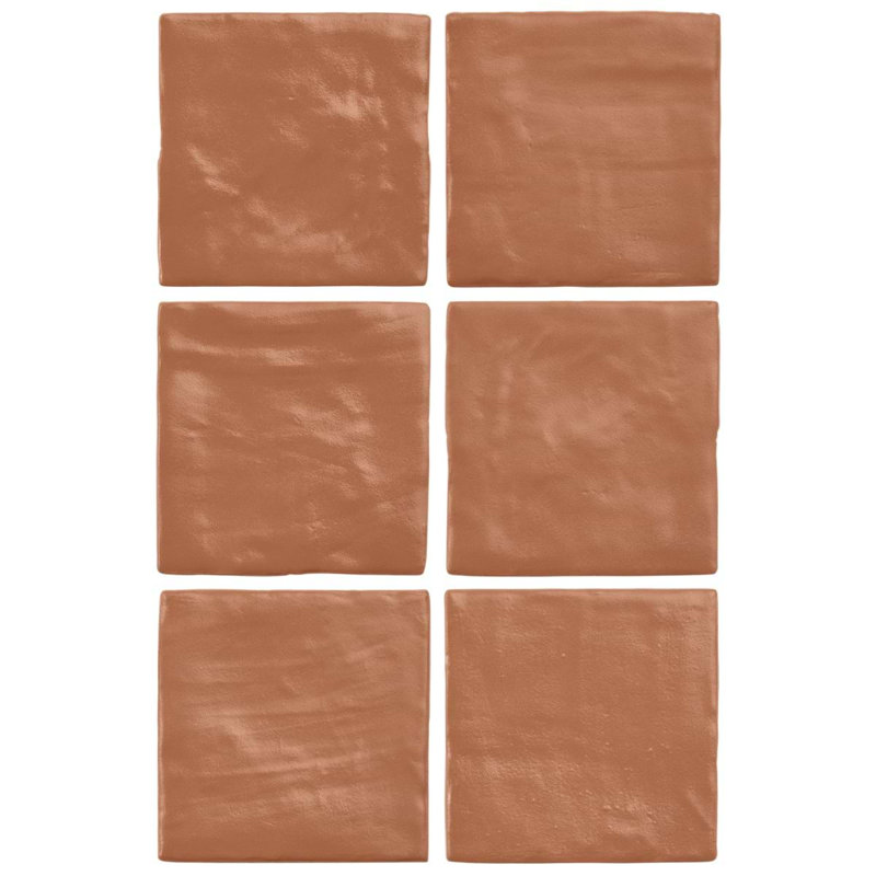 Montauk 4x4 Mixed Finish Ceramic Tile, Terracotta