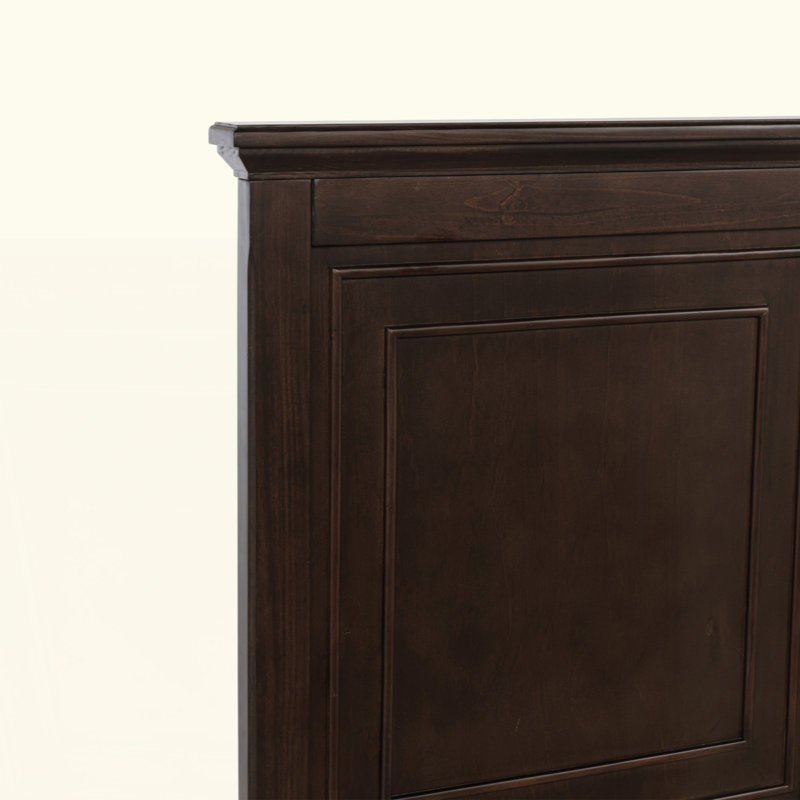 Lit de style traditionnel avec tête et pied de lit, USB, lit en bois de pin avec cadre de lit renforcé, Grand lit, Brun