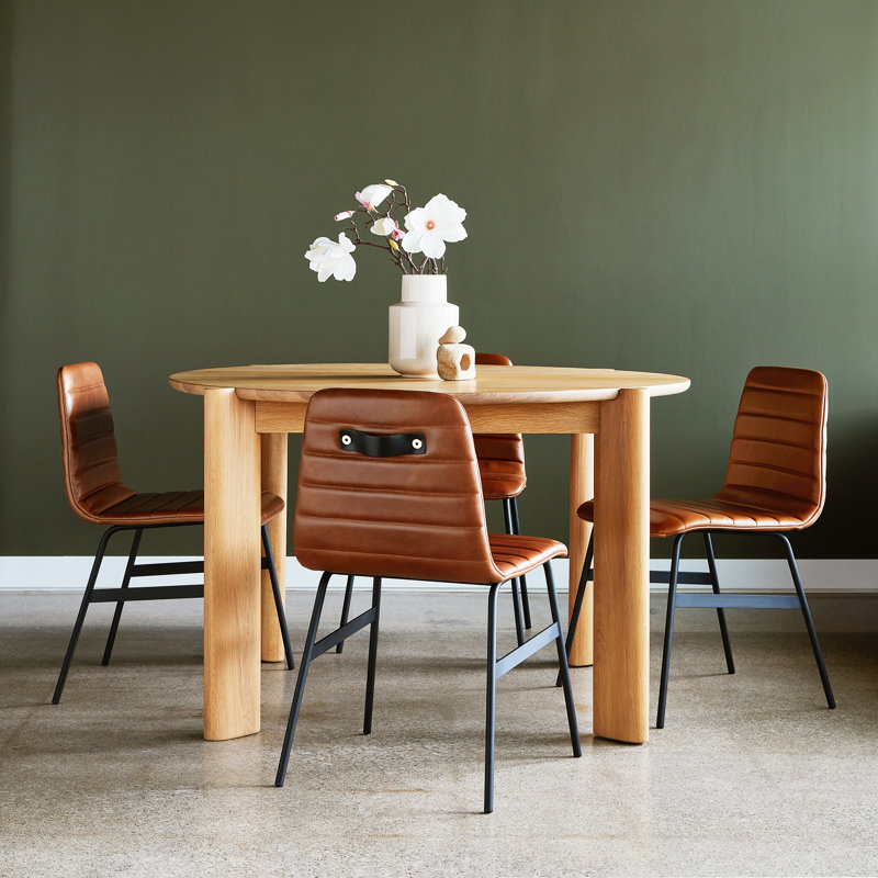 Bancroft Round Solid Wood Dining Table, White Oak