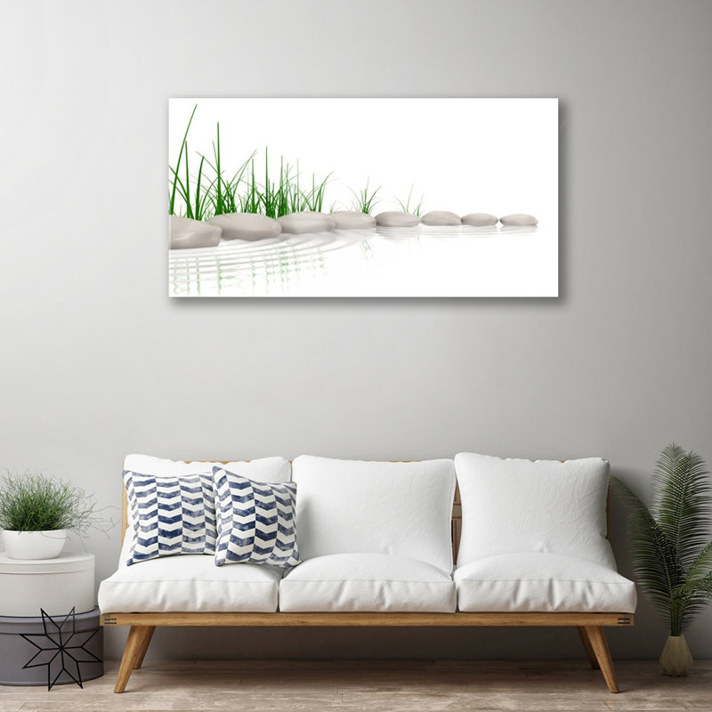 Art Stones Grass - No Frame Print on Glass