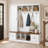 Farmhouse Hall Tree, Entryway Coat Rack with Shoe Storage Bench, 5 Hooks, Cabinet, Drawers, Cubbies-642496177