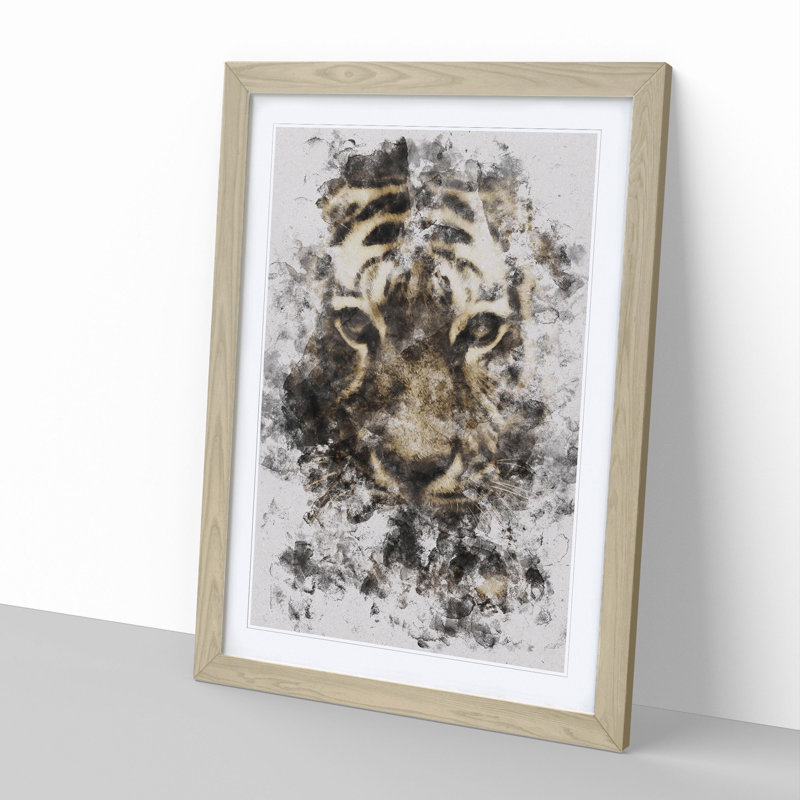 Tiger Vol.5 Watercolour - Picture Frame Graphic Art, 48cm H x 36cm W x 2cm D, Oak