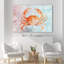 Art nautique crabe orange aquarelle sur fond abstrait pastel coloré, impression sur toile tendue-94537378
